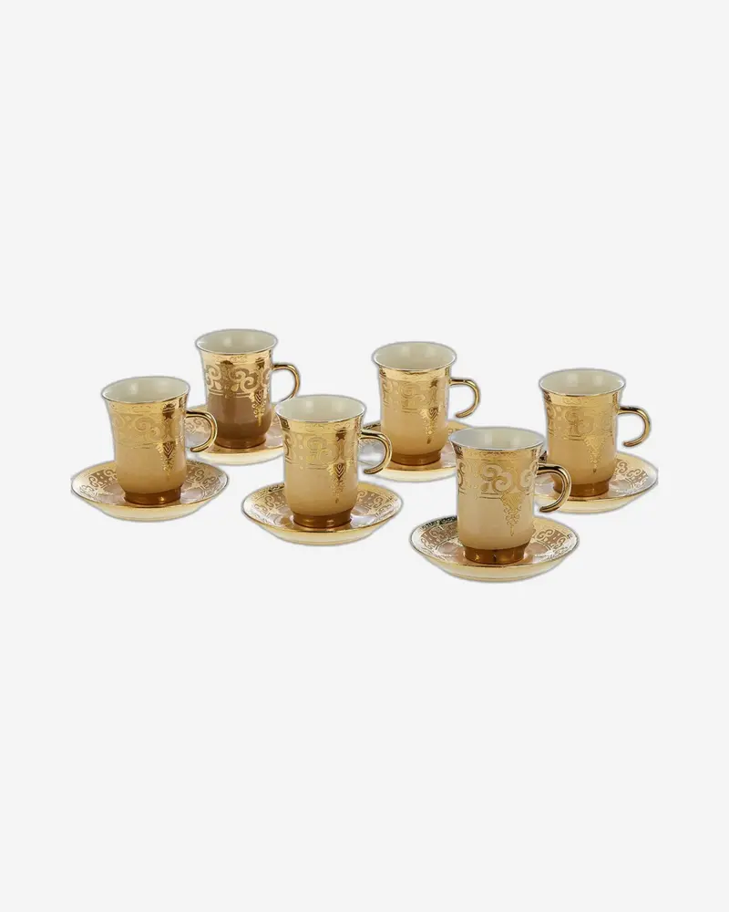 12-Piece Gold-Accented Porcelain Cup & Saucer Set – Luxe Dual-Purpose Drinkware Collection 1