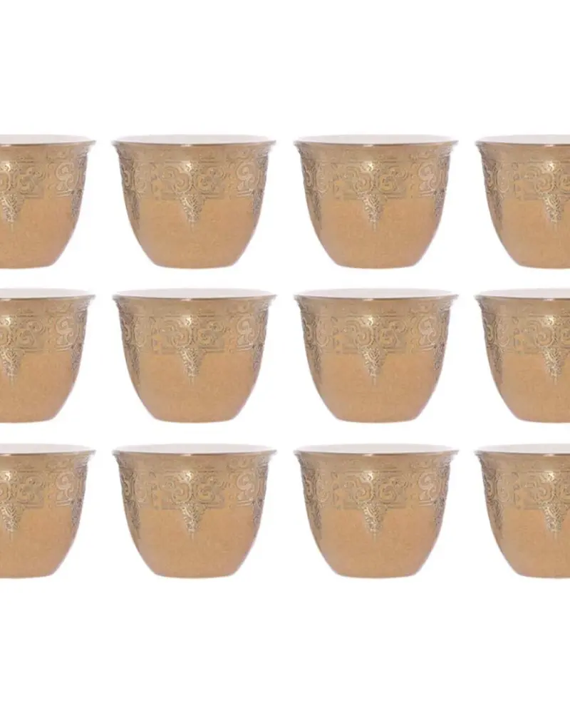 12-Piece Gold Porcelain Cawa Cup Set – Bold, Traditional-Inspired Mini Coffee Serveware 1