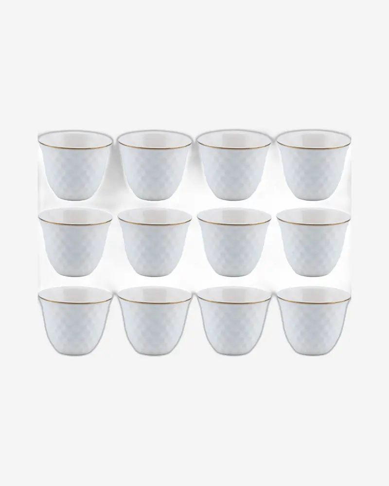 12-Piece White & Gold Bone China Arabic Cawa Cups (70Ml) – Traditional Mini Coffee Serveware 1