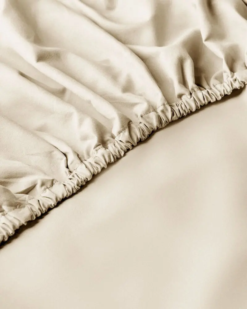 3-Piece Cotton Sateen Fitted Sheet Set – 300 Thread Count, Cream Finish 1