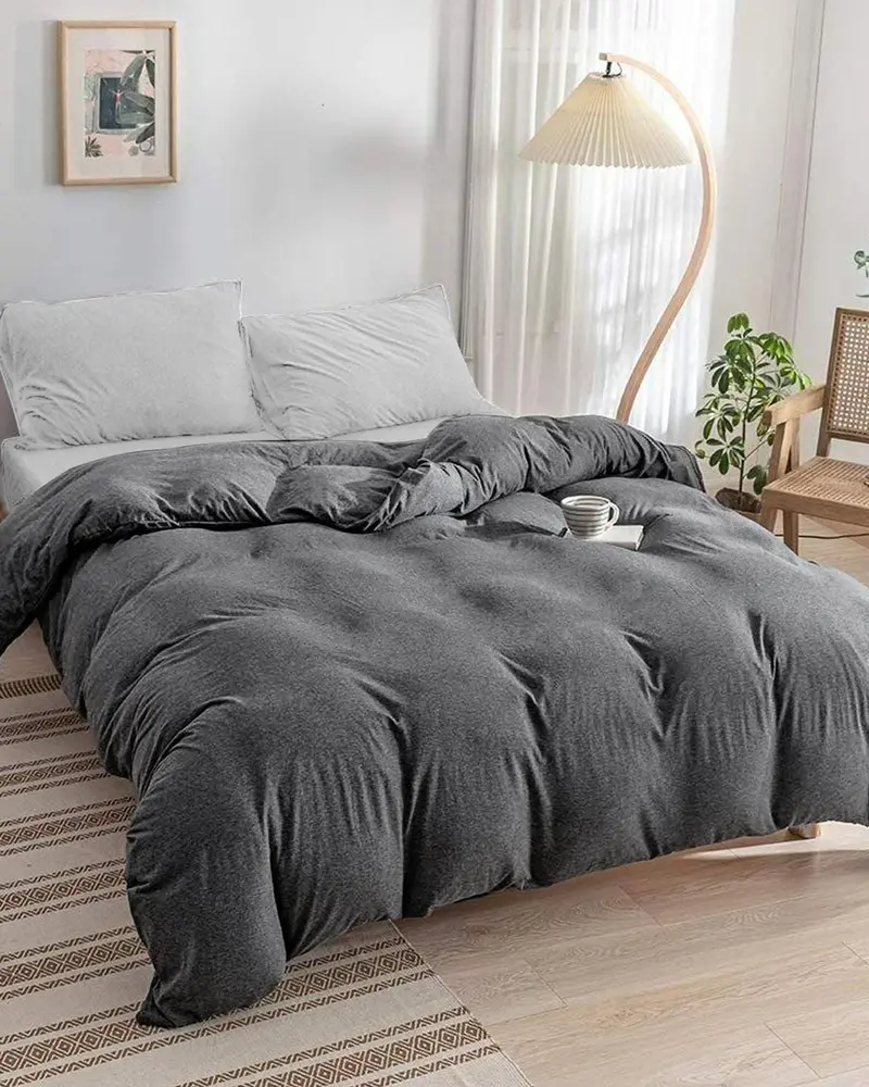 3-Piece Jersey Comforter Set – Cotton Home Stretchy & Soft 1