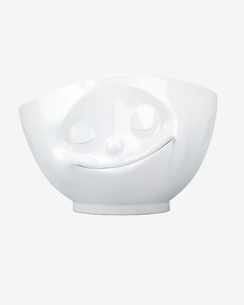 500Ml Happy-Face Ceramic Bowl – 500Ml Tableware (White) 1
