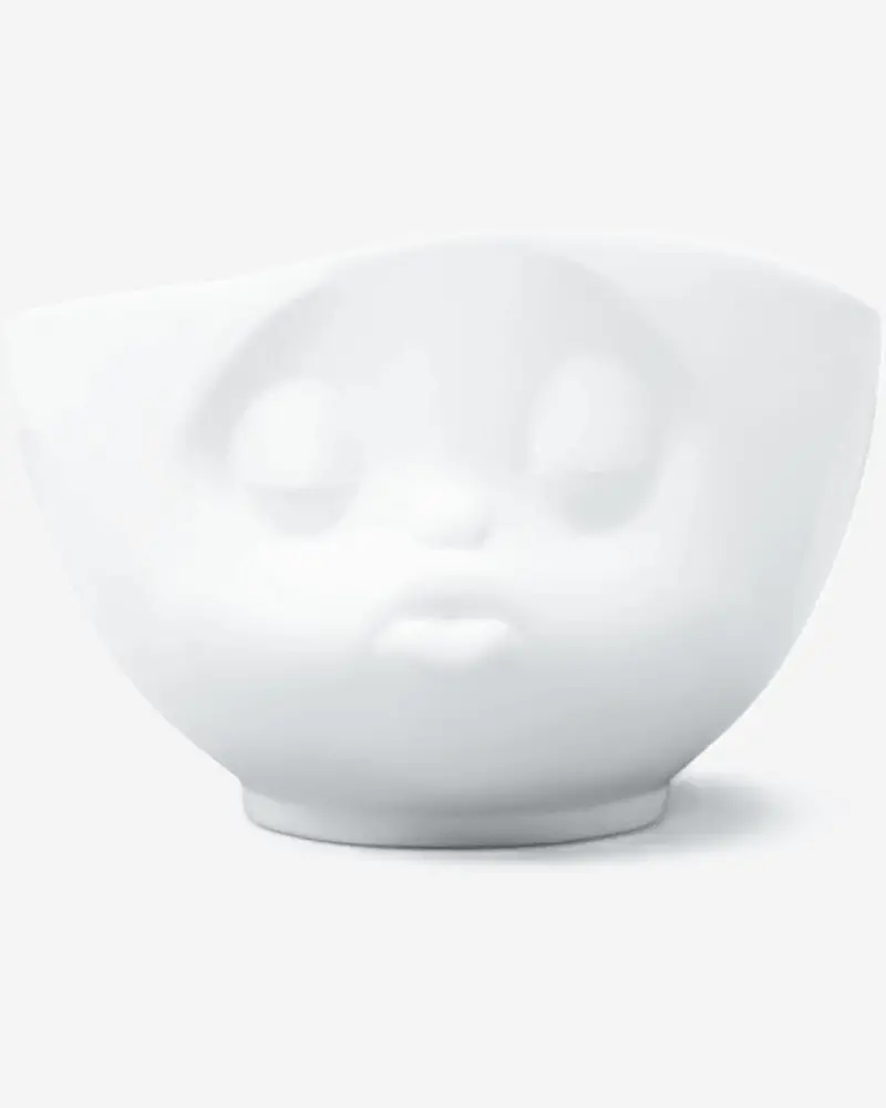 500Ml Smiling Ceramic Bowl – Kissing Illustration (White) 1