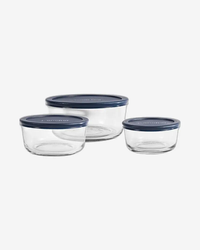 Anchor Hocking Glass Food Storage Set – 6-Piece Leak-Resistant Modular Container Kit 1
