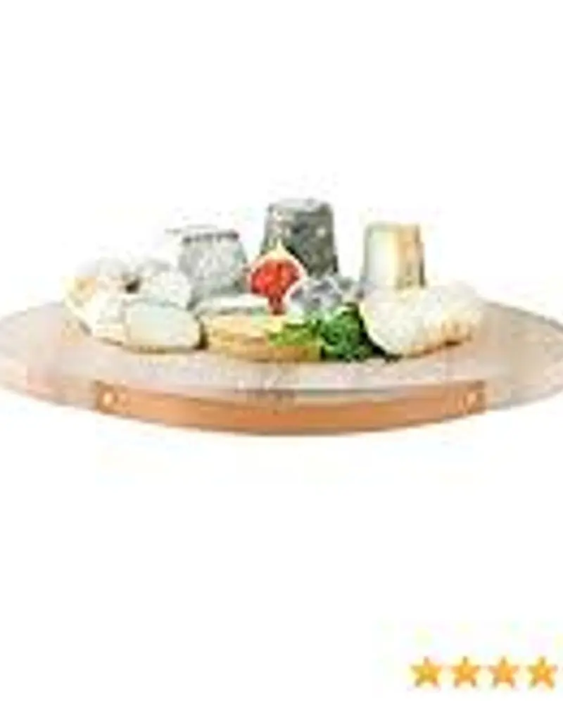 Ash Wood Serving Board With Leather Handle – 45Cm Diameter 1