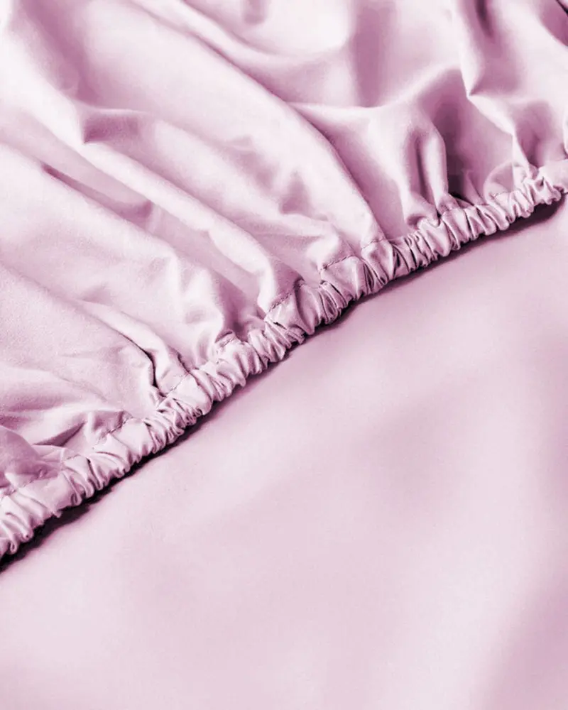 Baby Pink Satin Cotton Sheet Set – 3-Piece, 300Tc Delicate Hue 1