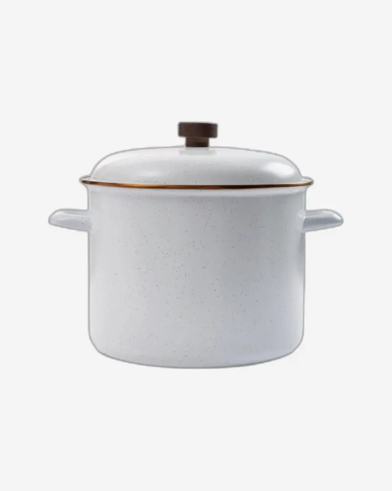 Barebones Eggshell Enamel Stock Pot 1