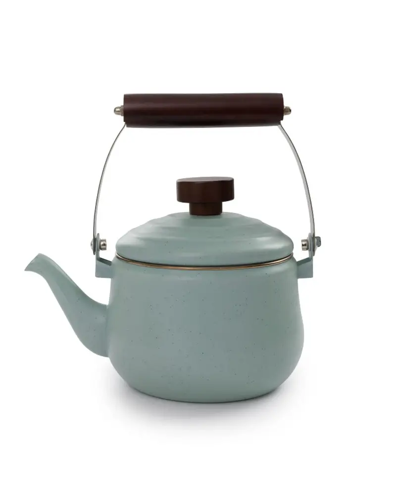 Barebones Green Enamel Teapot 1