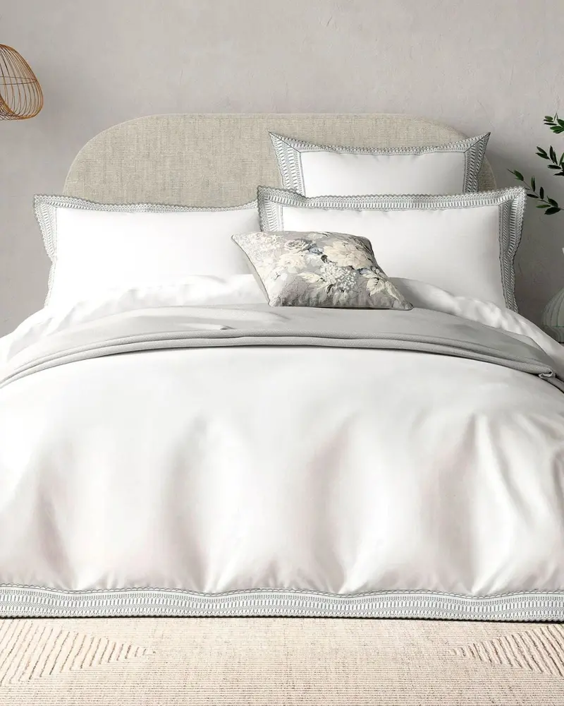 Bedeck Of Belfast Astrid Duvet Cover & Oxford Pillowcase – White And Silver 1
