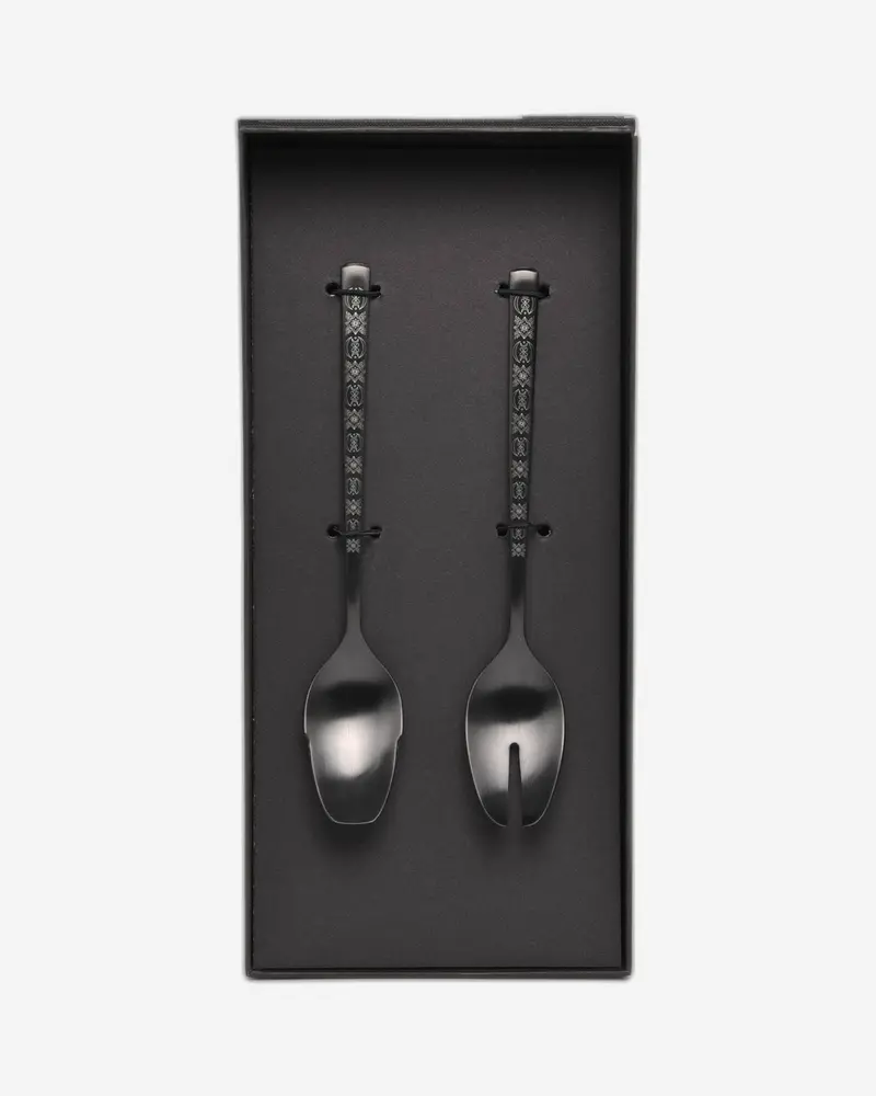 Belo Inox Obelisko Matte Black Salad Serving Set (2-Piece) With Laser Engraving – Gift Boxed 1