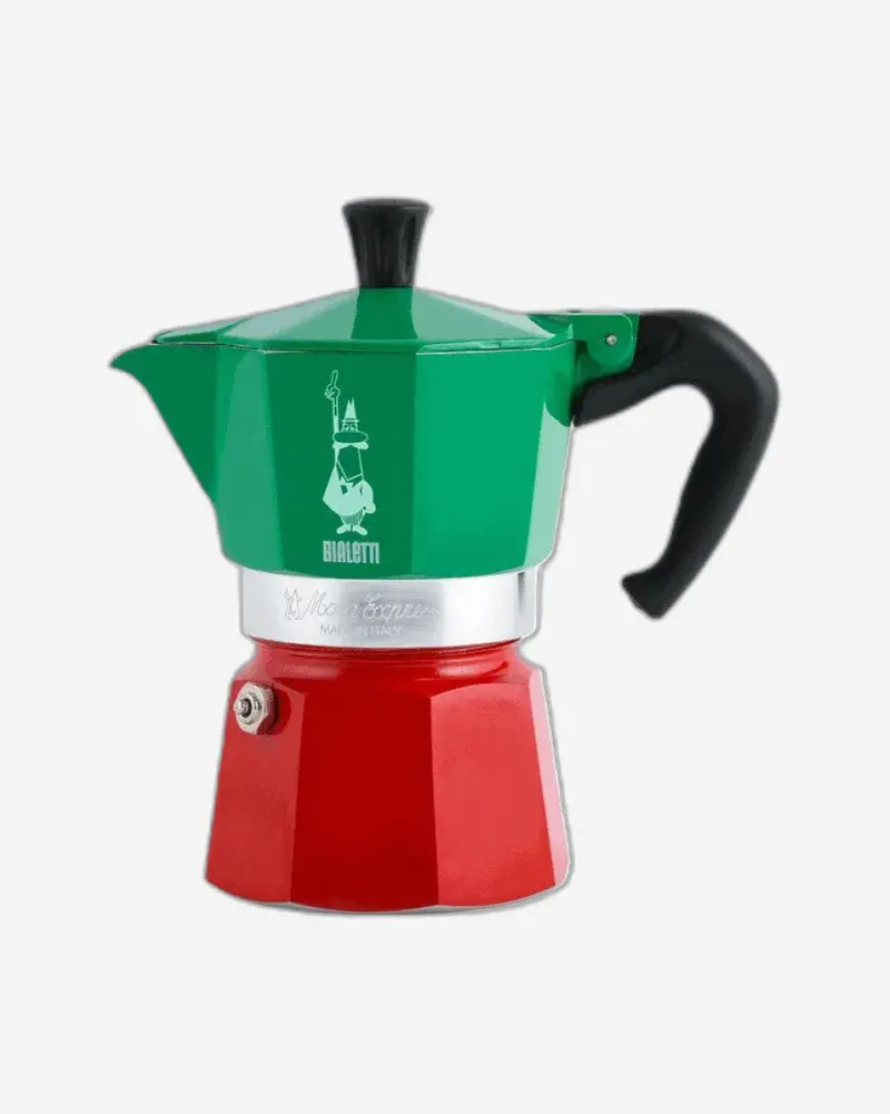 Bialetti Moka Express 3-Cup Stovetop Espresso Maker – Tricolore Design 1