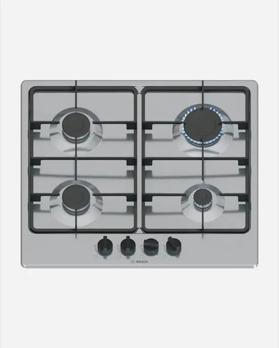 Bosch 4-Burner Gas Hob With Safety Features – Stainless Steel 1