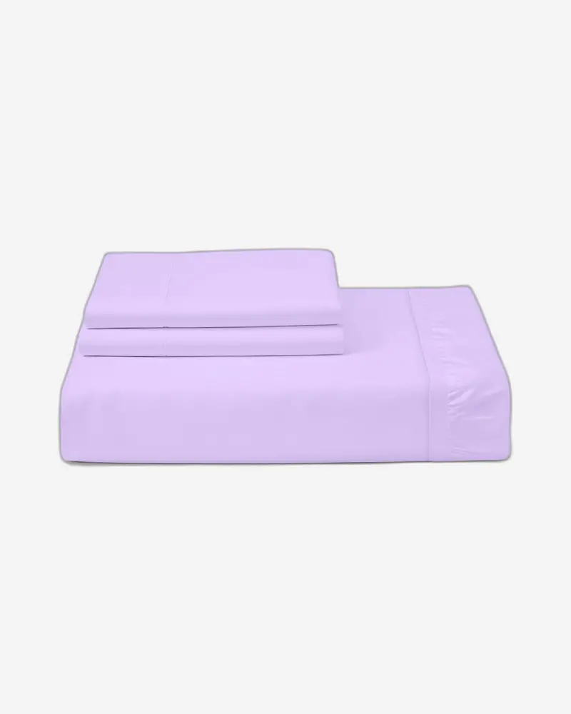 Breathable Cotton 3-Piece Fitted Sheet Set In Light Purple 1