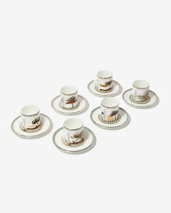 B&S 6-Piece Ceramic Cup And Saucer Set – Classic White Tabletop Ensemble 1