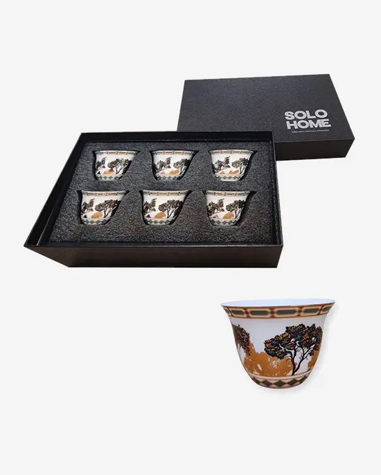 B&S Traditional 6-Piece Gahwa Cup Set – Arabic-Inspired Ceramic Serving 1