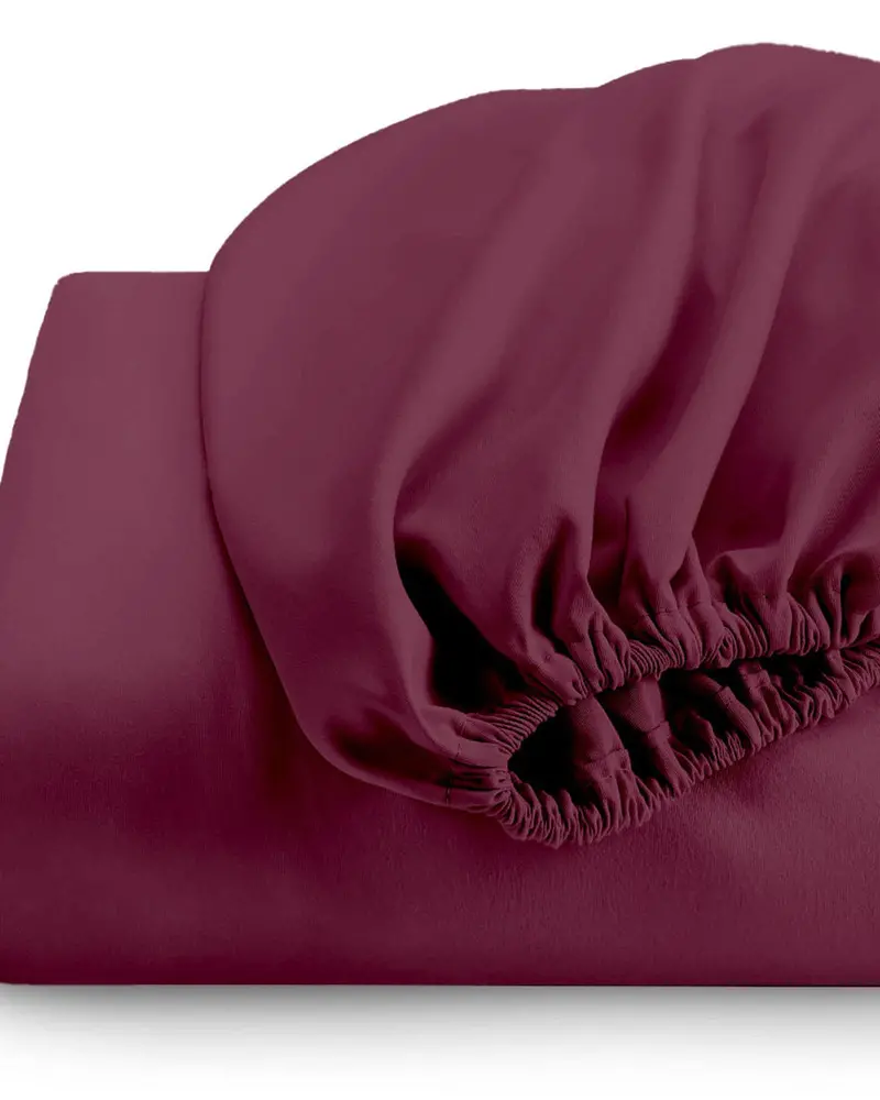 Burgundy Cotton Fitted Sheet – Plush 1-Piece Bedding 1
