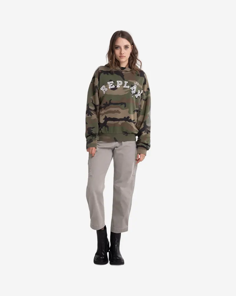 Camouflage Sweatshirt Accented With Jewel Brooches 1