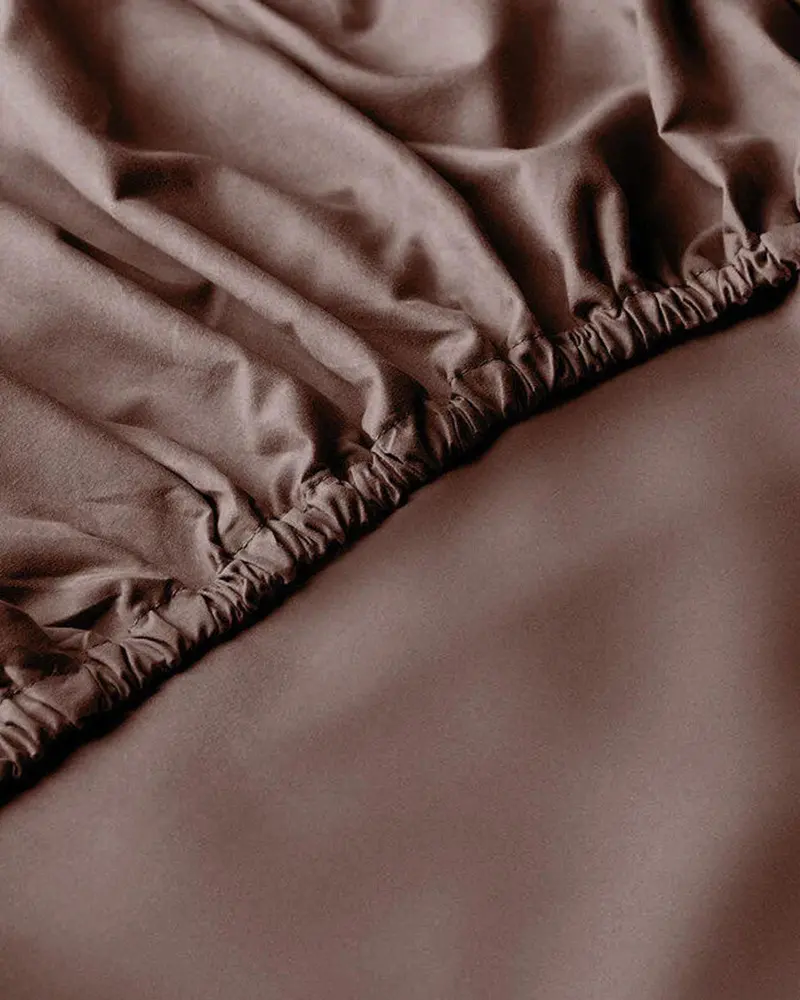 Chocolate Brown Satin Cotton Sheet Set – 3-Piece, 300Tc 1