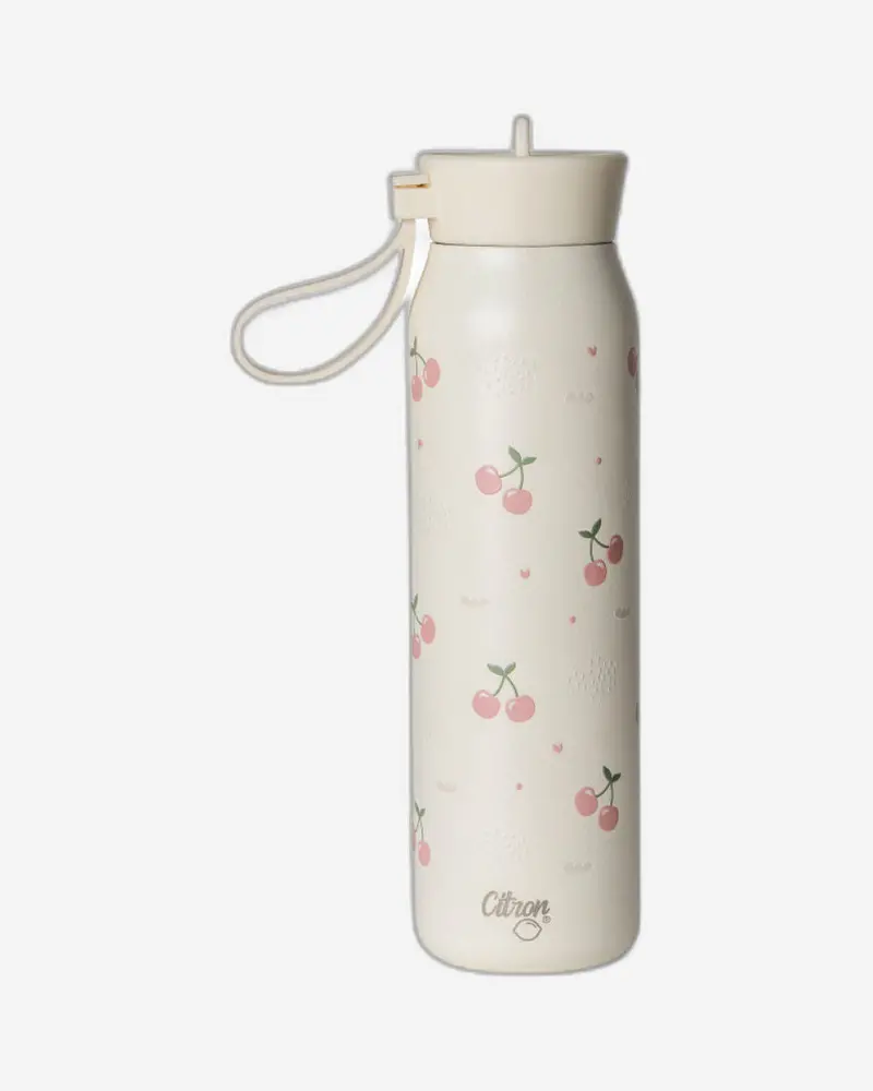 Citron Cherry 350Ml Water Bottle – Adorable Pattern, Lightweight & Safe 1