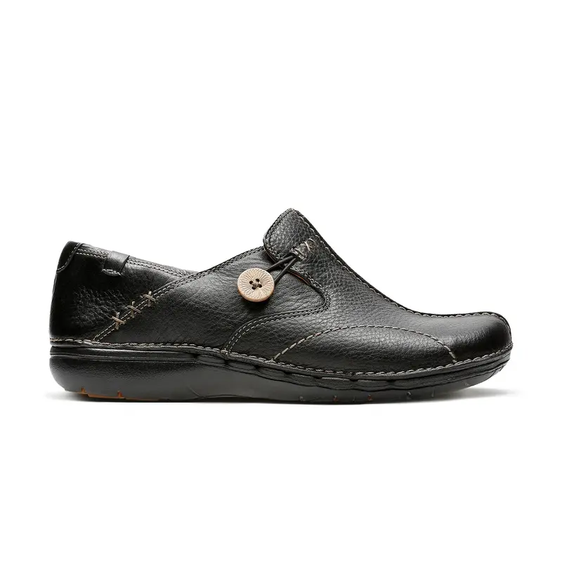 Clarks Un Loop Women'S Black Leather Shoe – Standard Fit 1