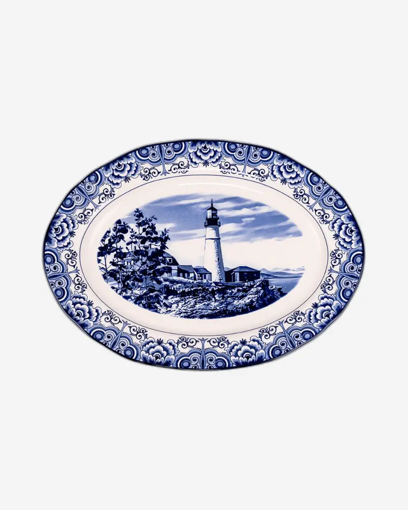 Claytan Lighthouse Blue Ceramic Oval Platter – 14.2 Inch 1
