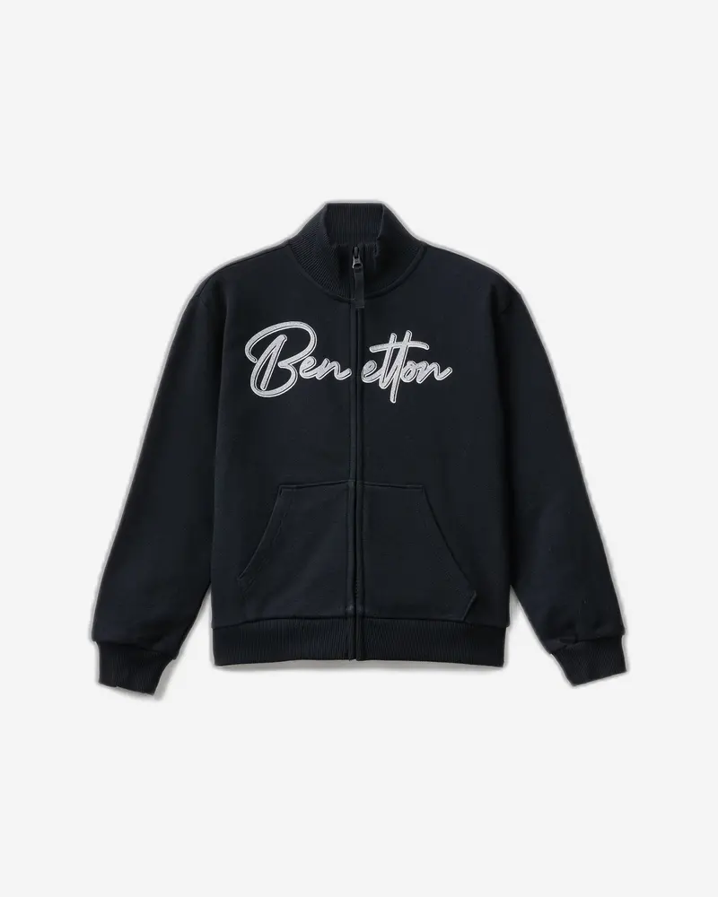 Collared Zip-Front Sweatshirt In Premium Cotton 1