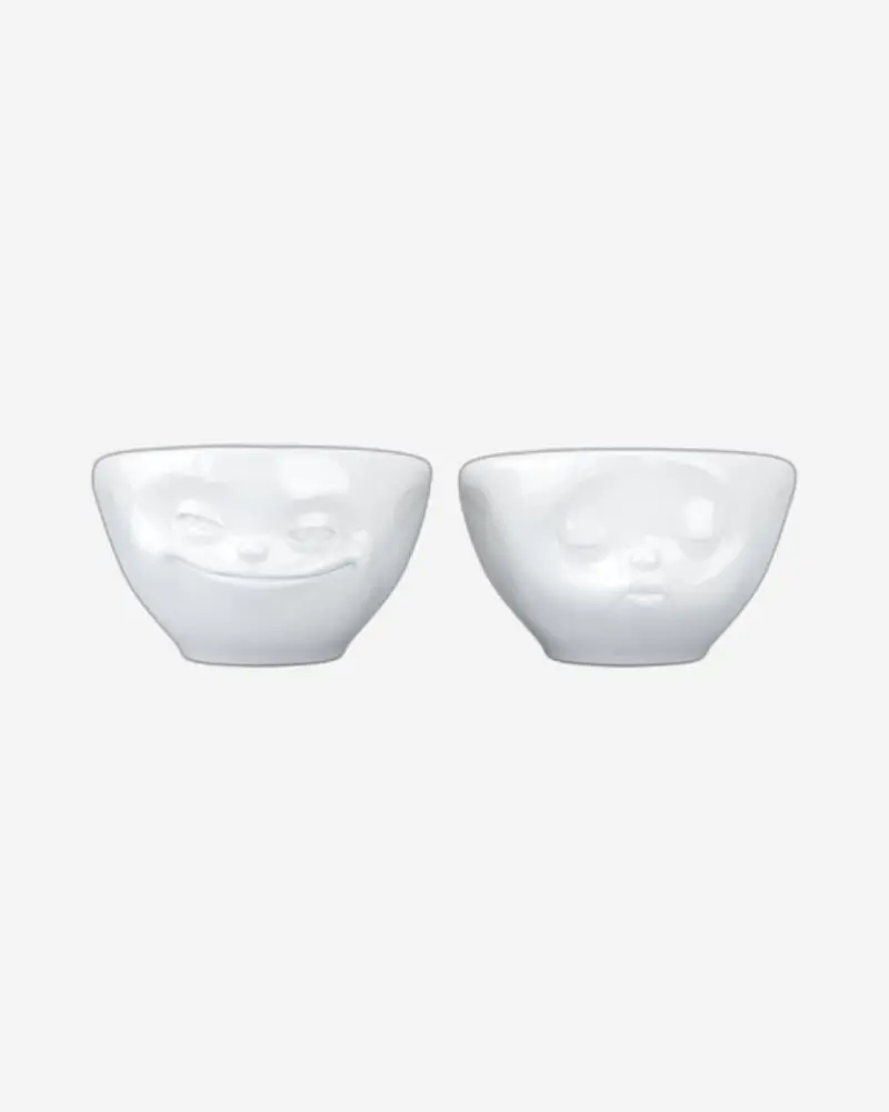 Compact 100Ml White Mug Duo #1 – Grinning & Kissing Designs 1