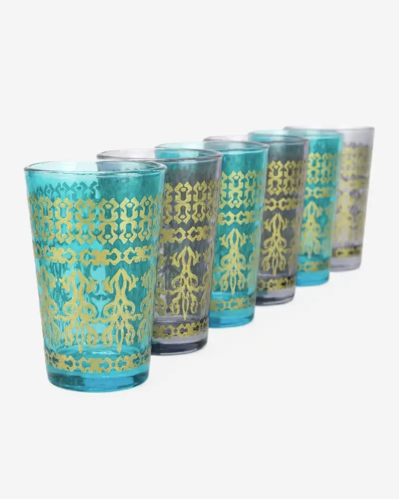 Cuisine Art Brass Moroccan Jora Decorative Glass Set (Version 2, 6-Pc) 1