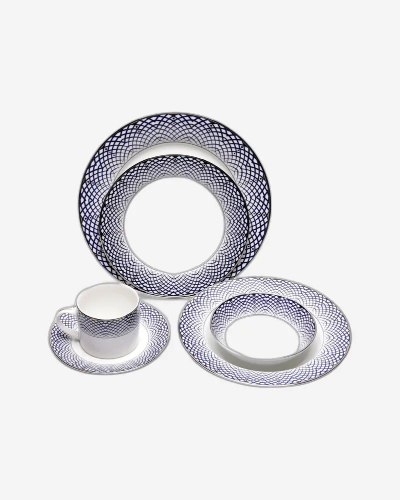 Dankotuwa Azul 24-Piece Stoneware Dinner Set – Vibrant Blue Finish 1