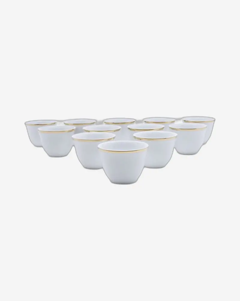 Dankotuwa Cawa Line White Gold Ceramic Cup Set – 12 Pieces 1