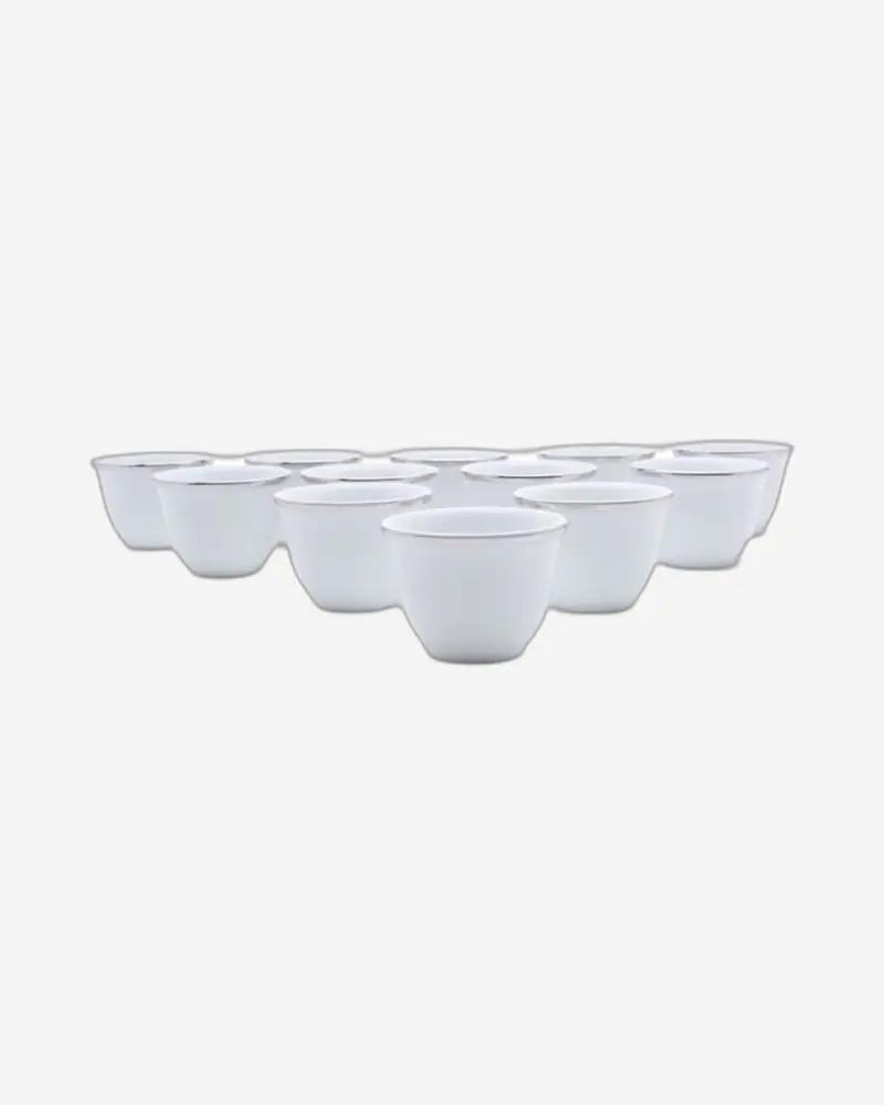 Dankotuwa Cawa White Silver Ceramic Cup Set – 12 Pieces 1