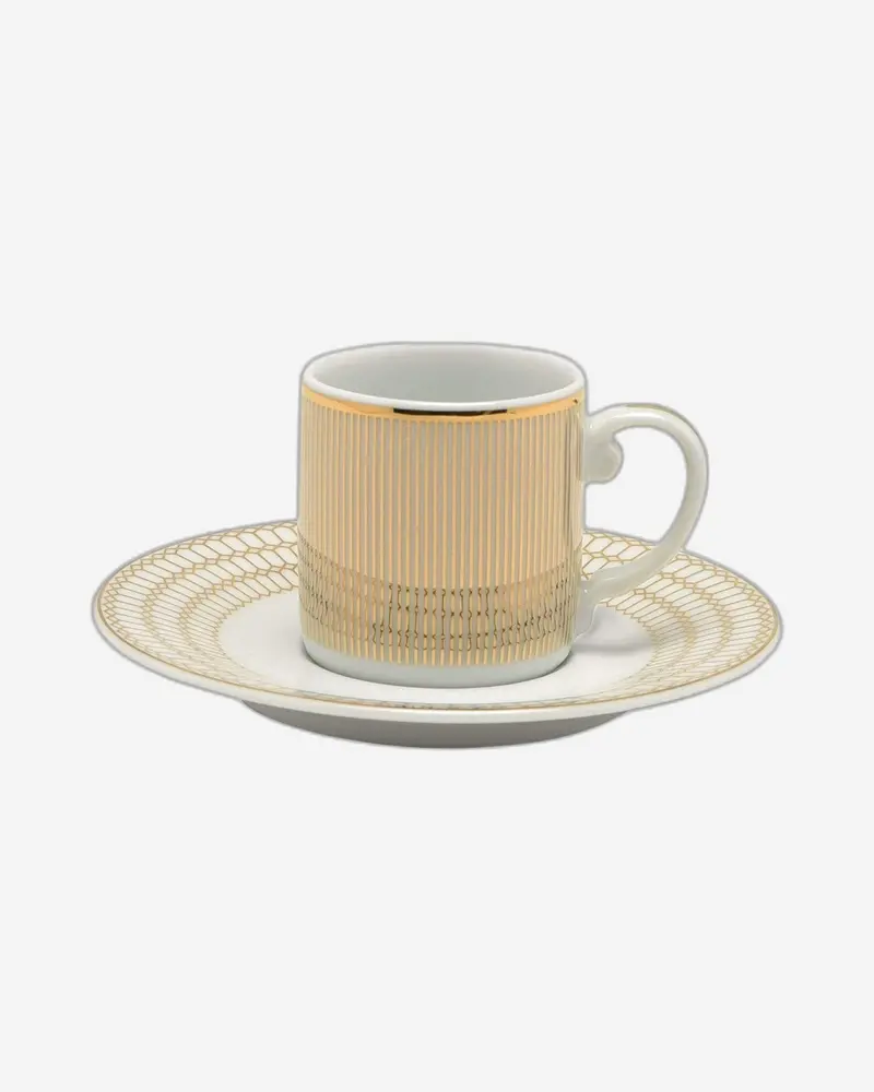 Dankotuwa Foster Gold Coffee Cup & Saucer Set – 6 Cups + 6 Saucers 1