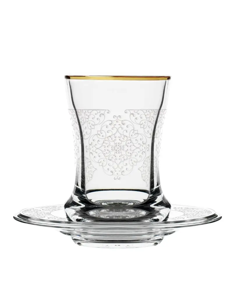 Dimlaj Perla Gold-Finished Tea Cup And Saucer Set (6-Piece) 1