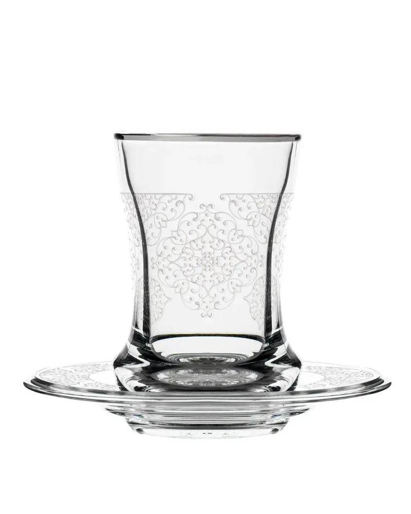 Dimlaj Perla Platinum-Trimmed Tea Cup And Saucer Set (6-Piece) 1