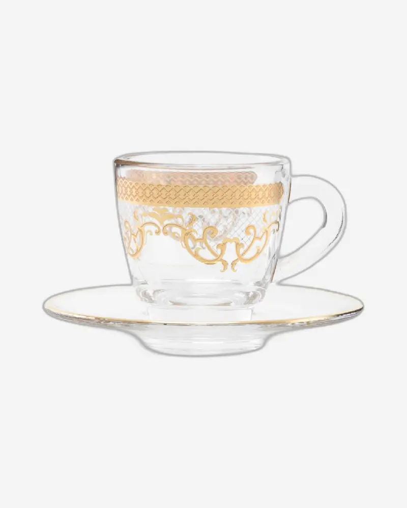 Dimlaj Trina Coffee Cups And Saucers – 6-Piece Gold Collection 1