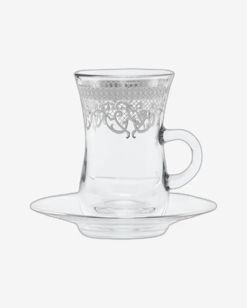 Dimlaj Trina Istikanas And Saucers – 6-Piece Platinum Set 1