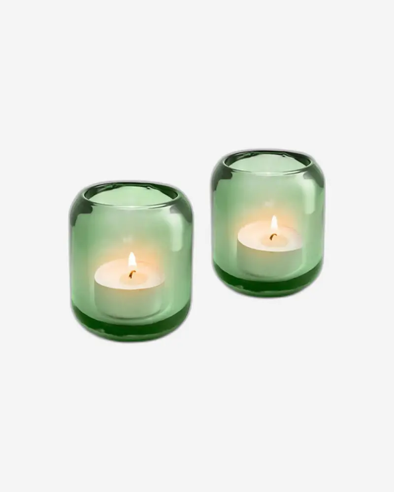Eva Solo Acorn-Style Tealight Holder Set – Pine Green Glass 1