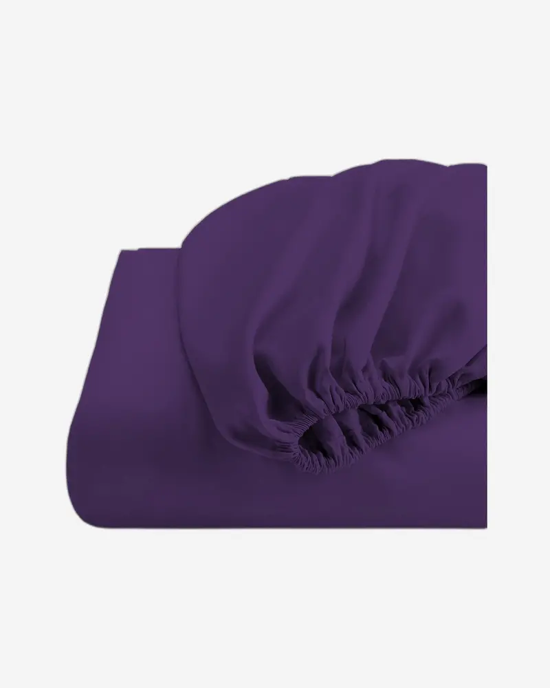 Extra-Deep Dark Purple Cotton Fitted Sheet – Ultra-Soft Bed Linen 1