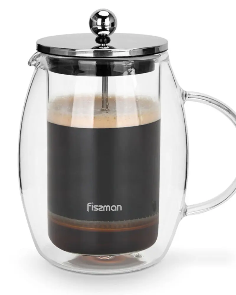 Fissman 1-Liter French Press Coffee Maker – Stainless Steel & Borosilicate Glass 1