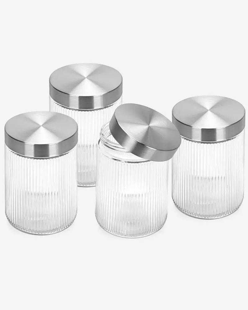 Fissman 4-Piece Glass Food Storage Jar Set – 1.3 L Capacity Each 1