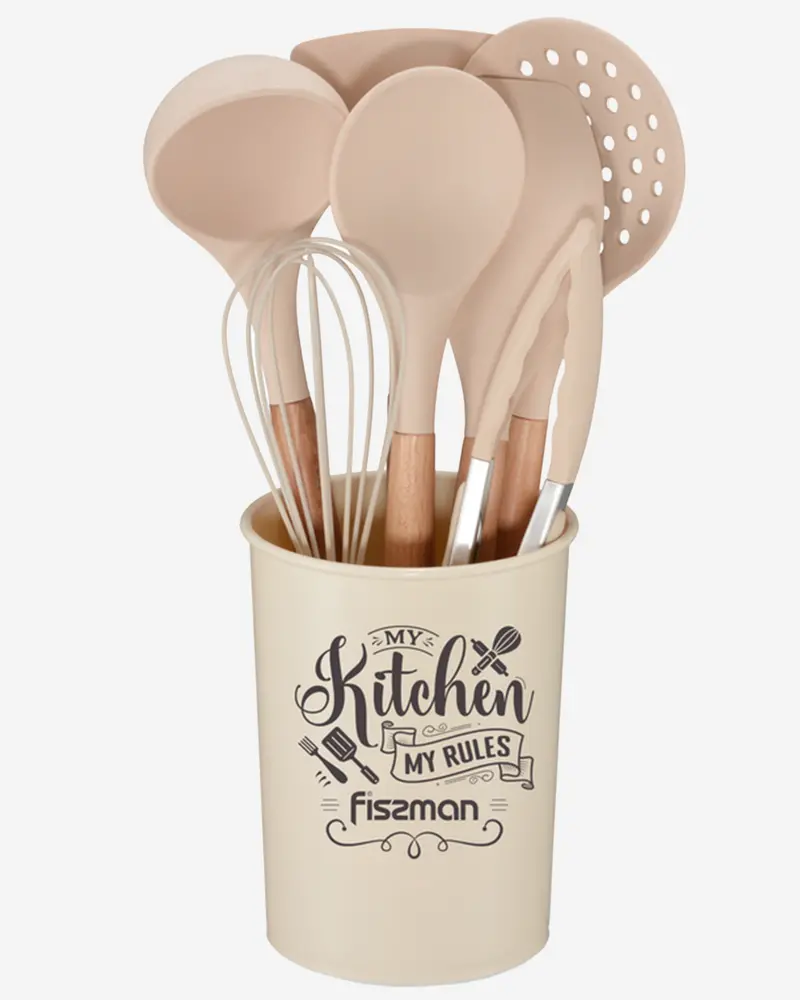 Fissman 8-Piece Silicone Kitchen Tool Set With Stand Holder – Space-Saving Organizer 1