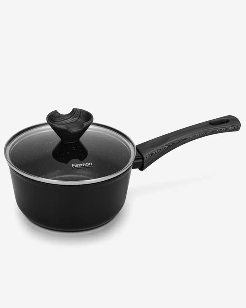 Fissman Angela Nonstick Aluminum Saucepan With Tempered Glass Lid – 16 Cm × 8 Cm, 1.39 L 1