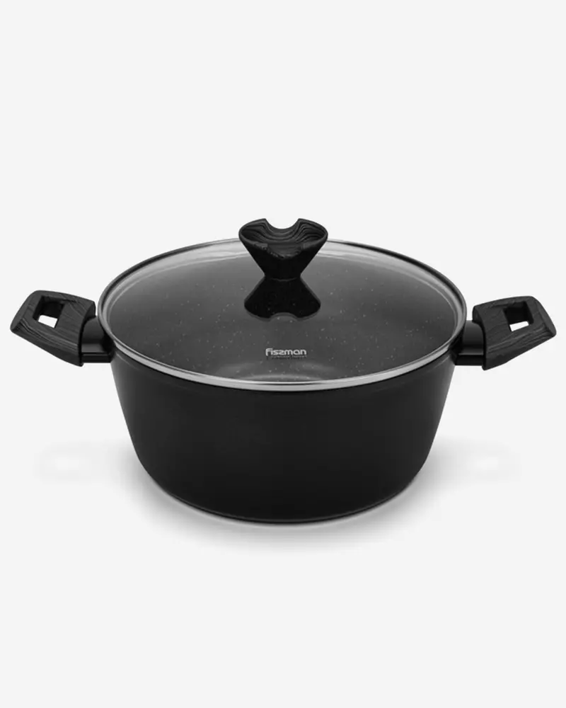Fissman Angela Nonstick Aluminum Stockpot With Tempered Glass Lid – 20 Cm × 9.5 Cm, 2.5 L 1