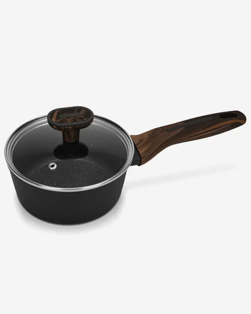Fissman Cuisine Nonstick Aluminum Saucepan With Tempered Glass Lid – 16 Cm × 7.5 Cm, 1.3 L 1