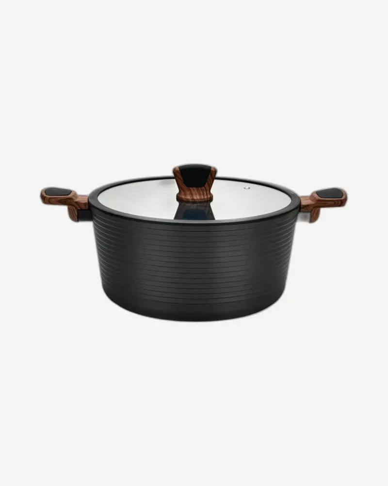 Fissman Diamond Aluminum Stockpot – 28 Cm Black Finish With Lid, Reinforced Base 1