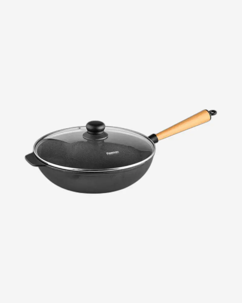 Fissman Heavy-Duty Cast Iron Wok With Lid – 4 Liter Capacity 1