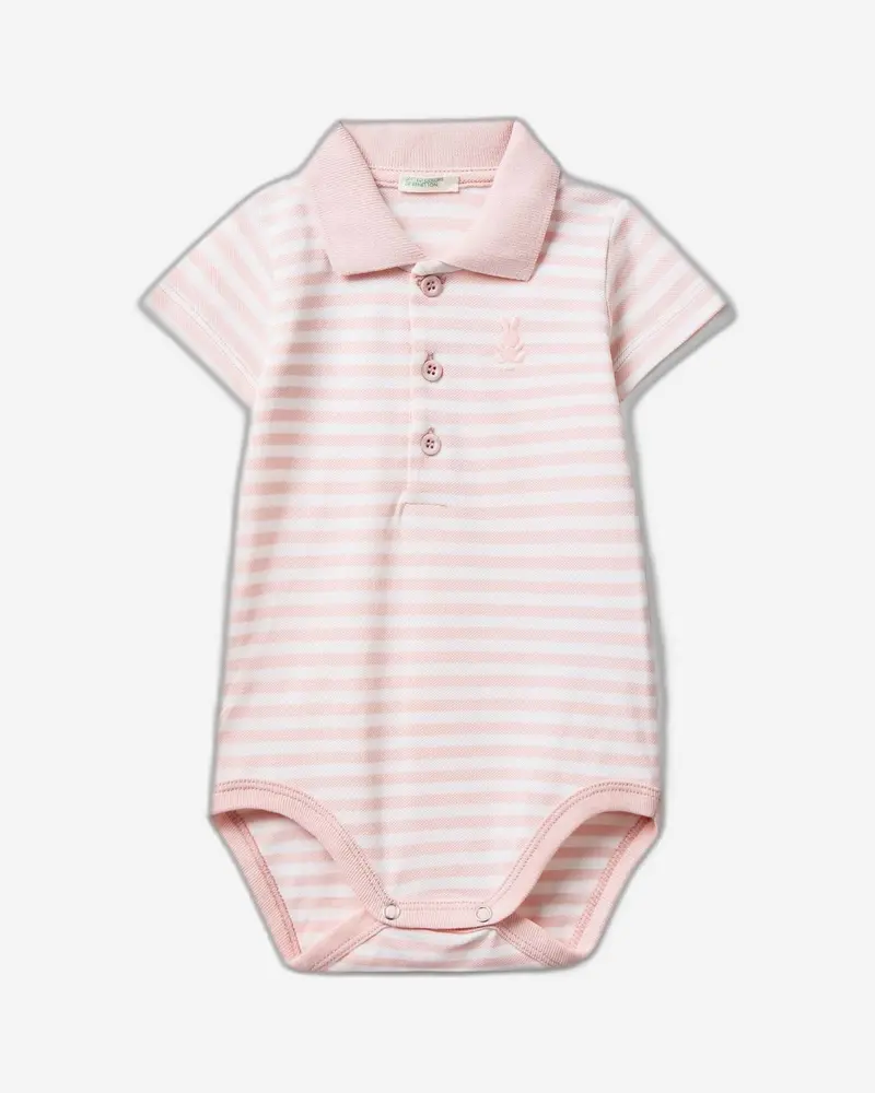 Form-Fitting Polo Bodysuit In Soft Stretch Cotton Blend 1