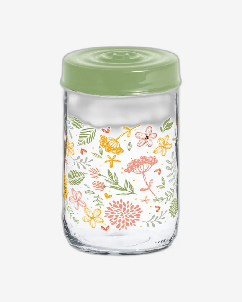 Herevin 660Ml Botanic Glass Spice Jar – Elegant Green Pp Lid, Transparent Design 1