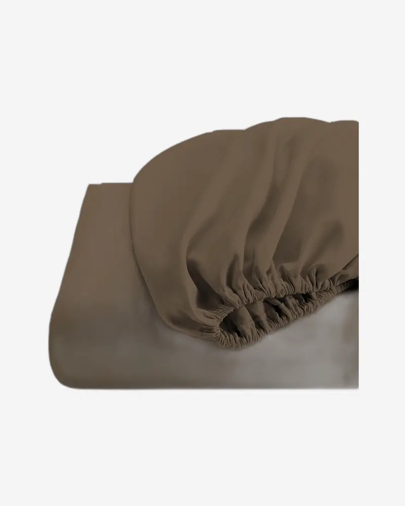 Khaki Cotton Fitted Sheet – Natural-Tone Super-Soft Bed Linen 1