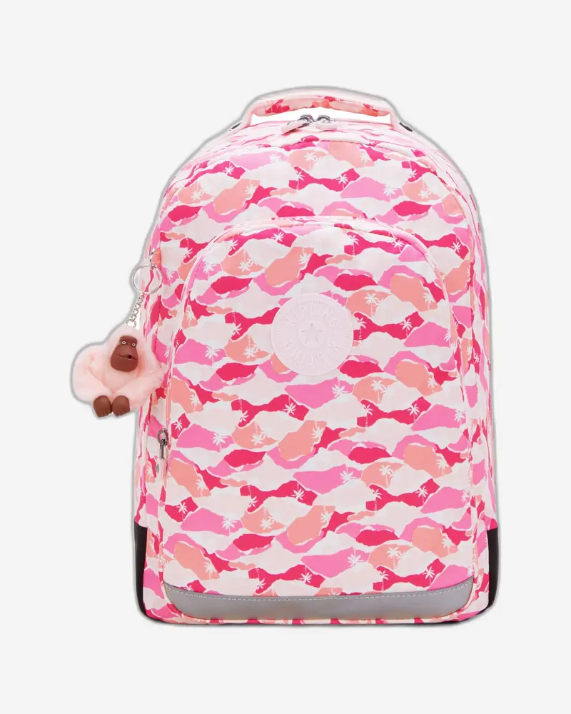 Kipling Class Room Pink Palm Large Laptop Backpack 1